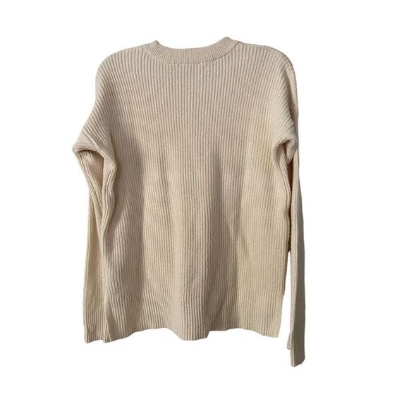 Madewell Ivory Patch Pocket Pullover Sweater Size S Long Sleeve Crew Neck - Picture 2 of 13